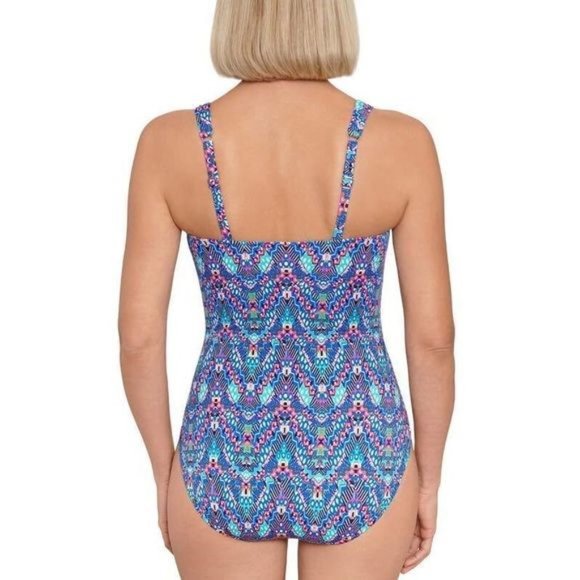 Swim Solutions Tummy Control Shirred One Piece Swimsuit NWT - Picture 3 of 3